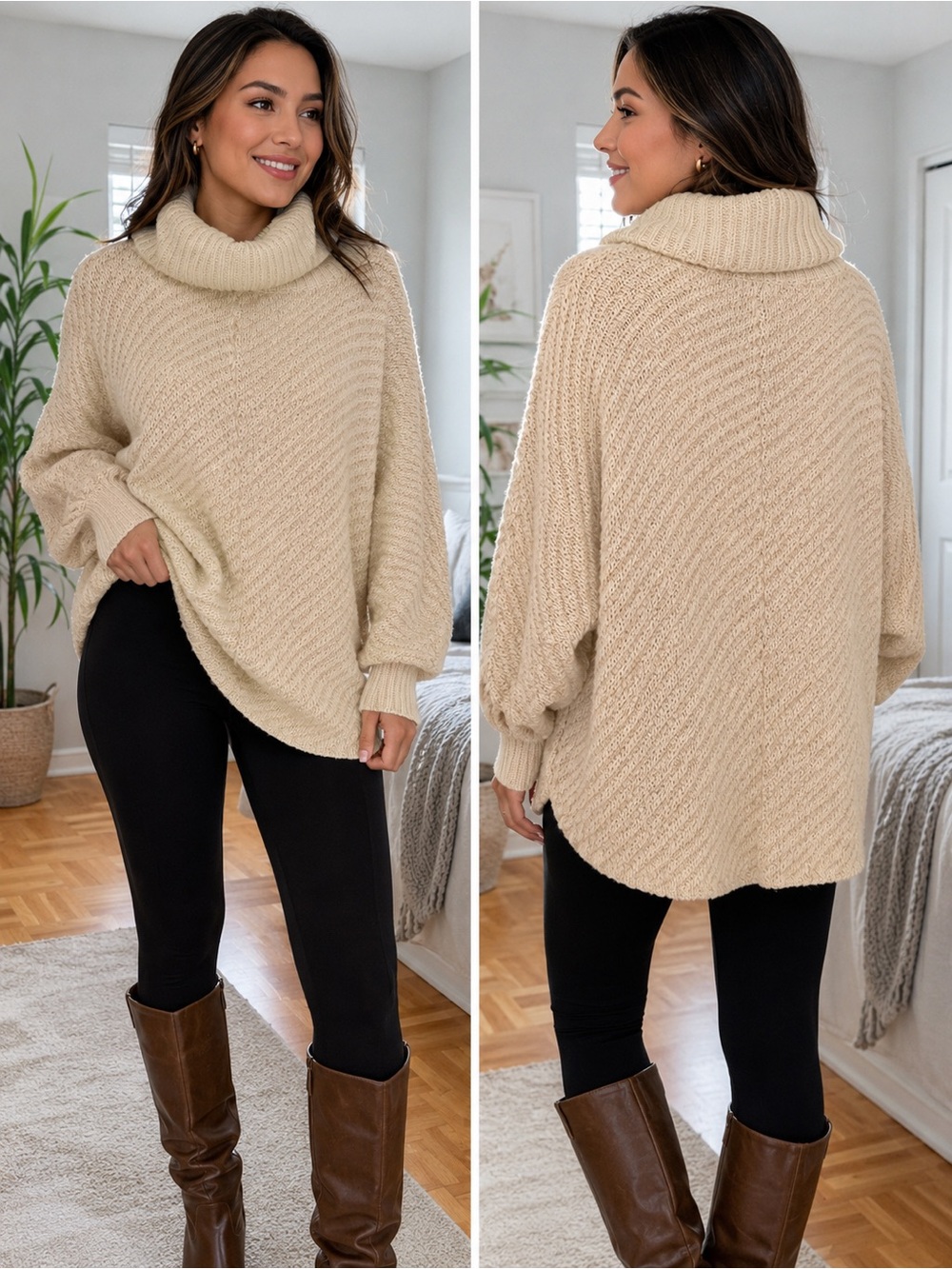 Cozy Cream Oversized Turtleneck Sweater